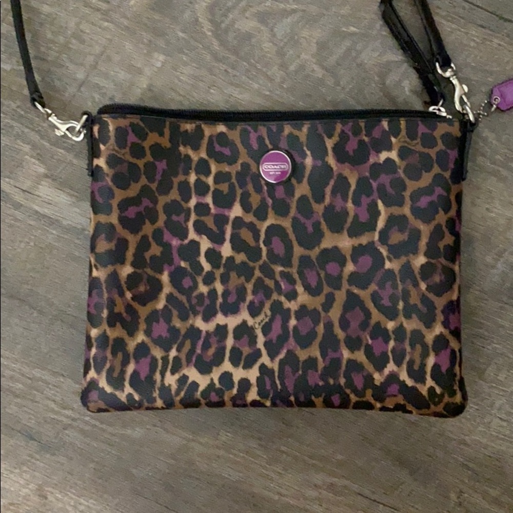 Funky Coach purple leather crossbody bag